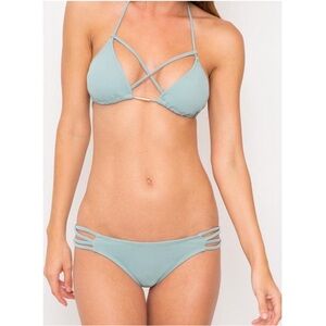 Eberjey Baby Sky Blue Strappy Bikini Top Bottoms Set